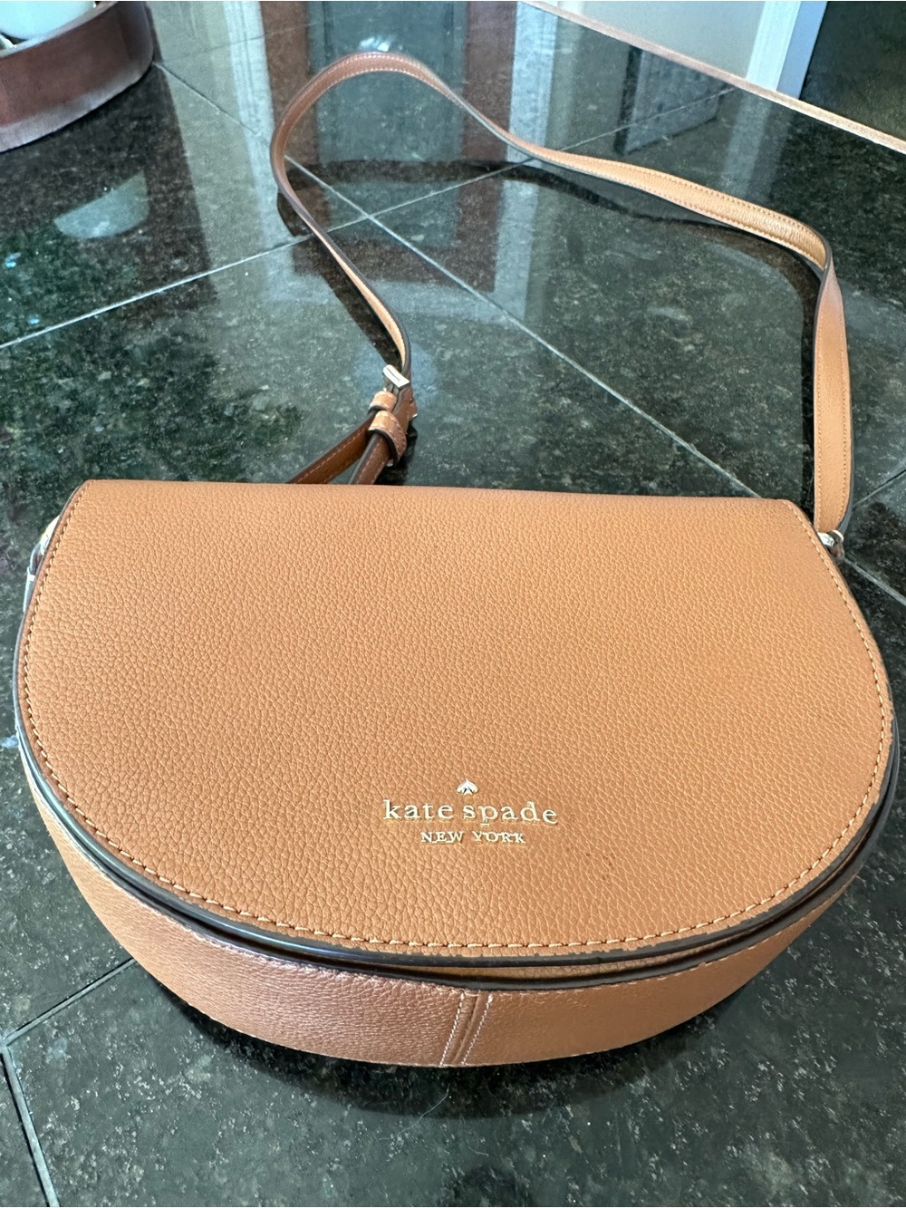 kate spade Luna Half MoonTan Pebbled Leather Saddle Crossbody - Picture 3 of 8